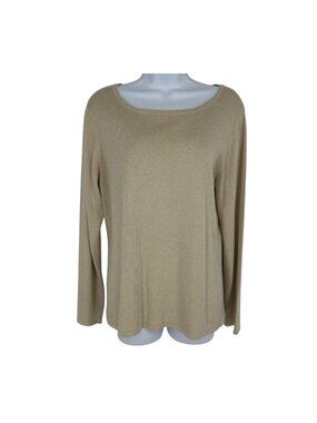 Chico's Gold Fleck Long Sleeve Crew Neck Lightweight Sweater Women's Size 2 US L